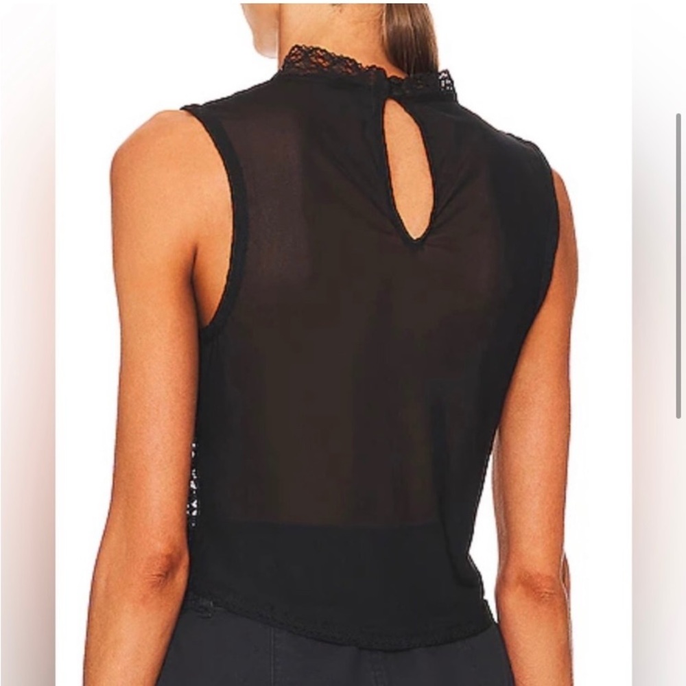 Free People Tea Party Black Lace Sleeveless Top - Picture 3 of 9